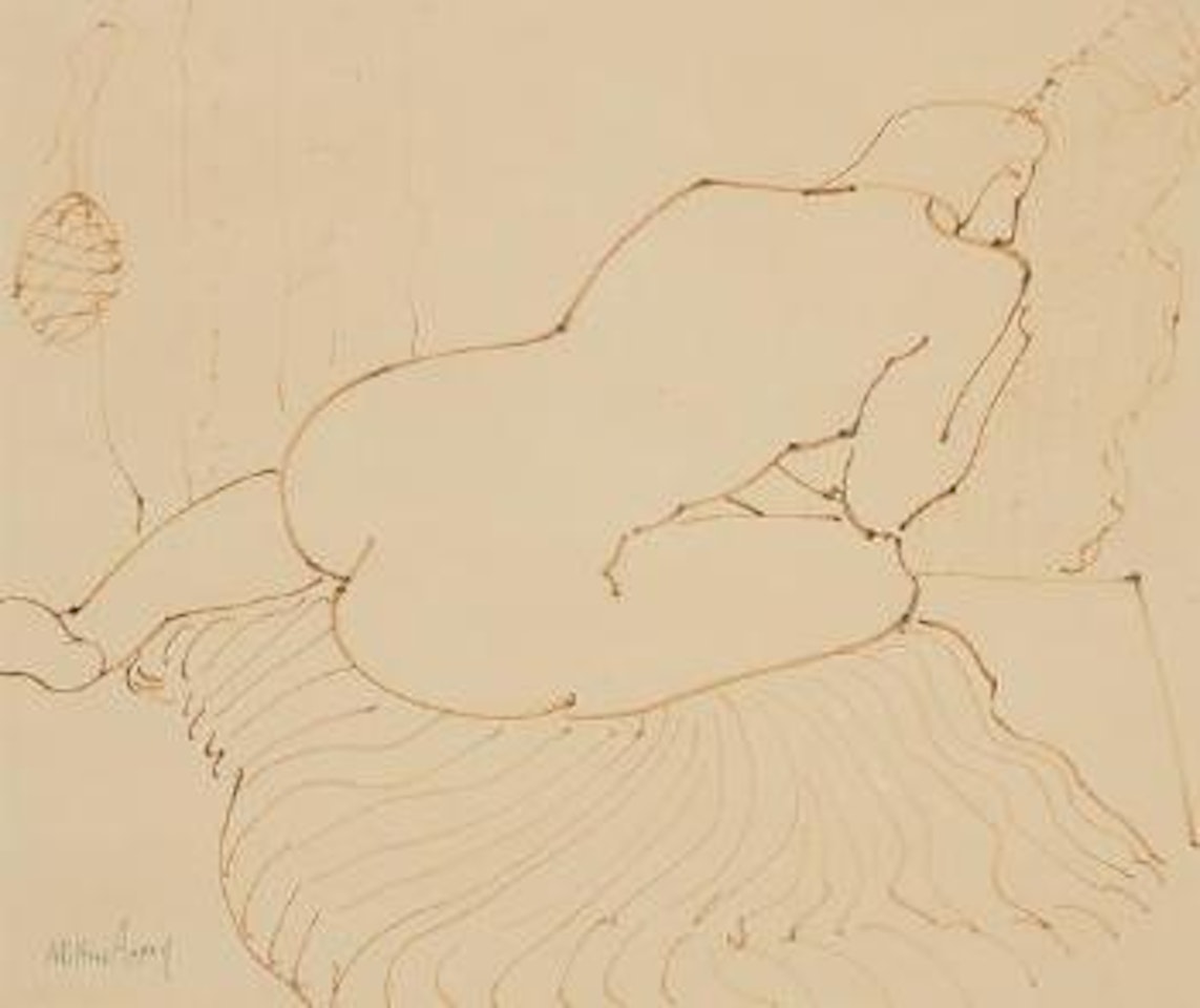 Nude on drape by Milton Avery