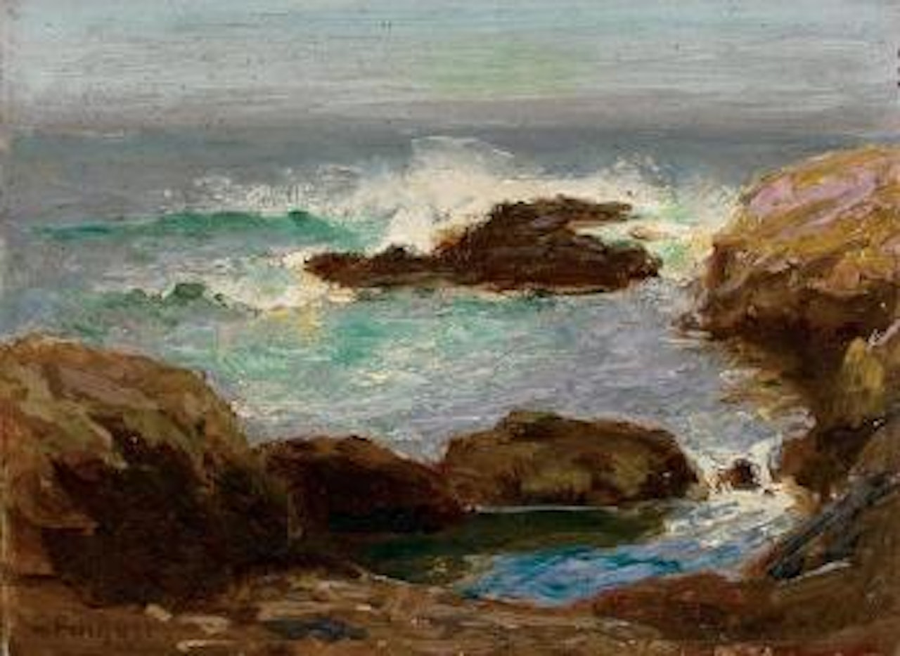 Waves along a rocky coast by Edward Henry Potthast