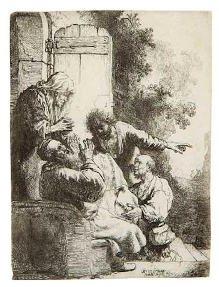 Joseph's Coat Brought to Jacob (B. 38) by Attributed to Rembrandt Harmensz van Rijn