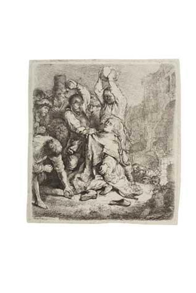 The Stoning of St. Stephen (Bartsch 97; Biörklund 35-A; Hollstein 97) by Attributed to Rembrandt Harmensz van Rijn
