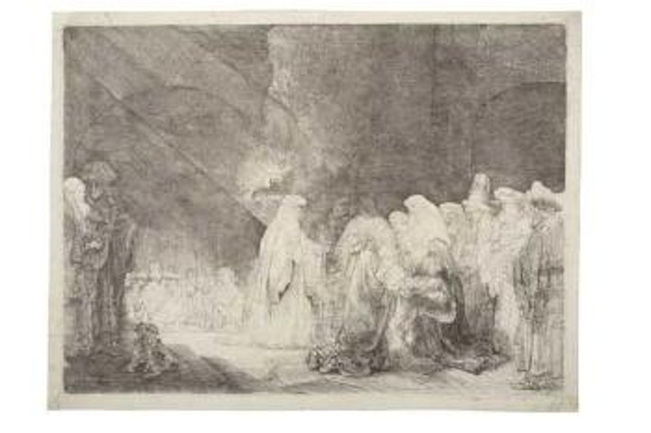 The Presentation in the Temple: Oblong Print (Bartsch 49; Biörklund 40-1; Hollstein 49) by Attributed to Rembrandt Harmensz van Rijn
