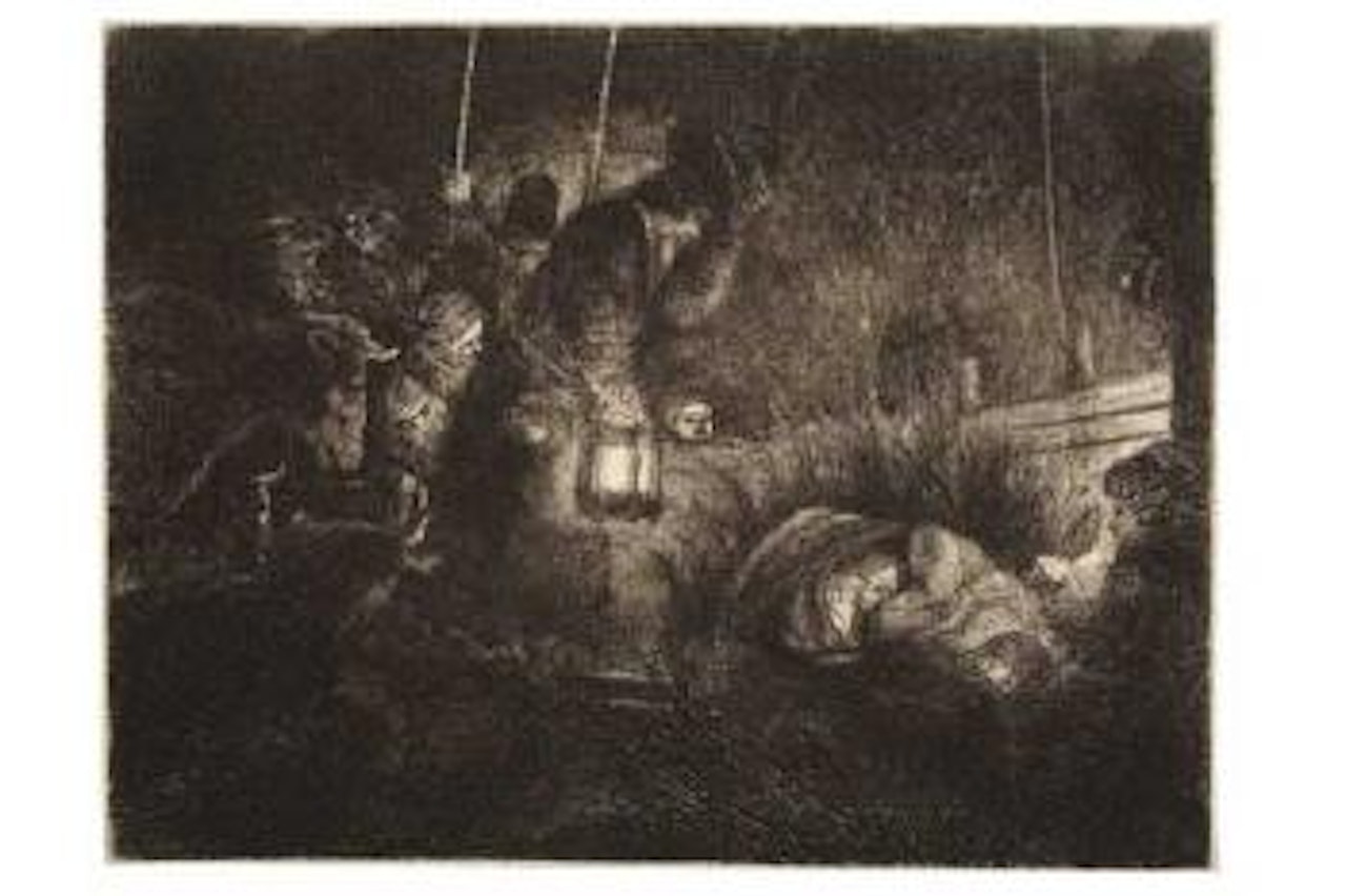 The Adoration of the Shepherds: A Night Piece (Bartsch 46; Biörklund 52-1; Hollstein 46) by Attributed to Rembrandt Harmensz van Rijn