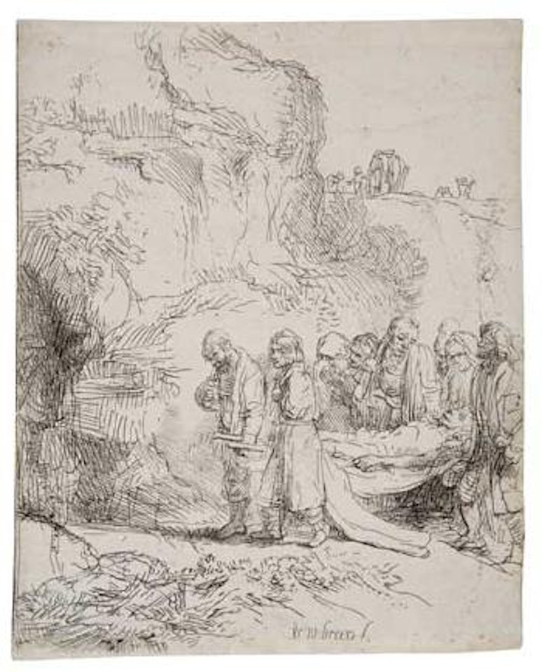 Christ Carried to the Tomb (Bartsch 84; Biörklund 45-3; Hollstein 84) by Attributed to Rembrandt Harmensz van Rijn