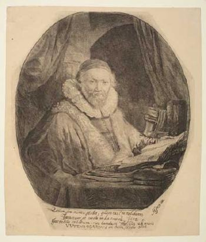 Jan Uytenbogaert, Preacher of the Remonstrants (Bartsch 279; Biörklund 35-D; Hollstein 279) by Attributed to Rembrandt Harmensz van Rijn