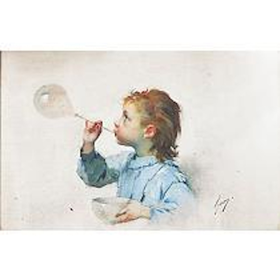Fillette à la bulle de savon by Henry Jules Jean Geoffroy