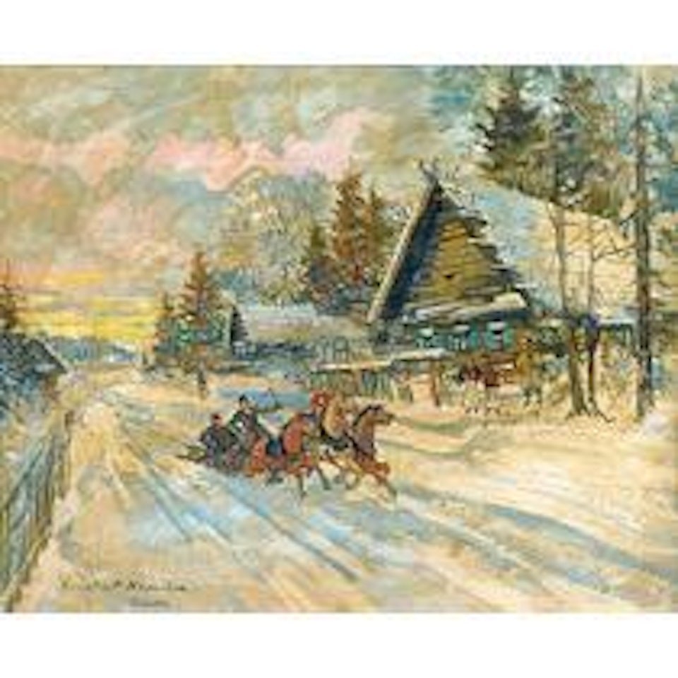 Accordeoniste dans un traineau by Konstantin Alekseevich Korovin