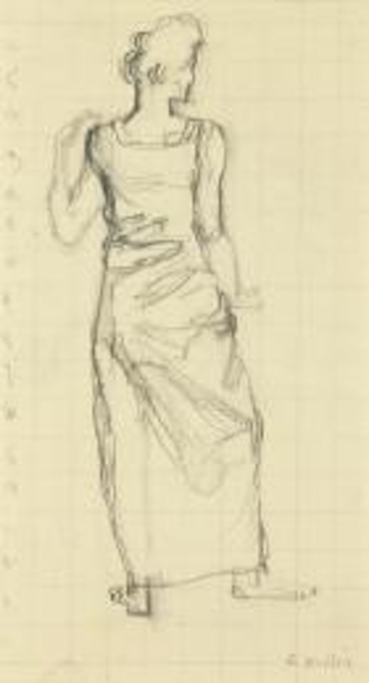 Studie zur zweiten Figur von links des gemaldes 'Jungling vom weibe Bewundert' by Ferdinand Hodler