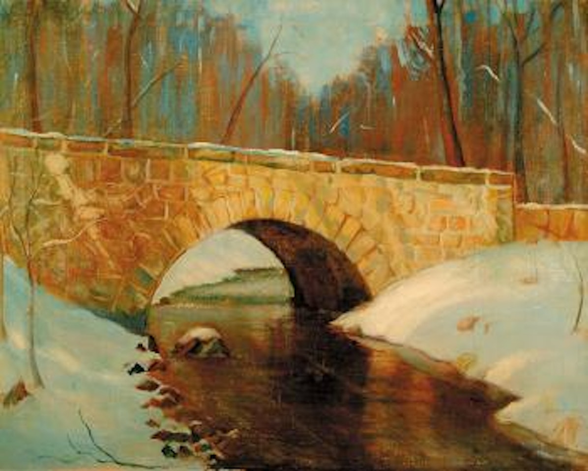 Stone bridge in winter by Edward Willis Redfield