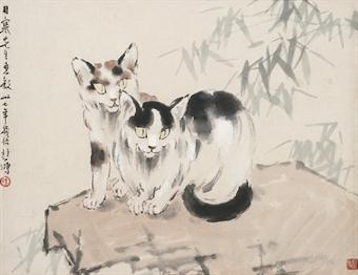 Cats on Rock by Xu Beihong