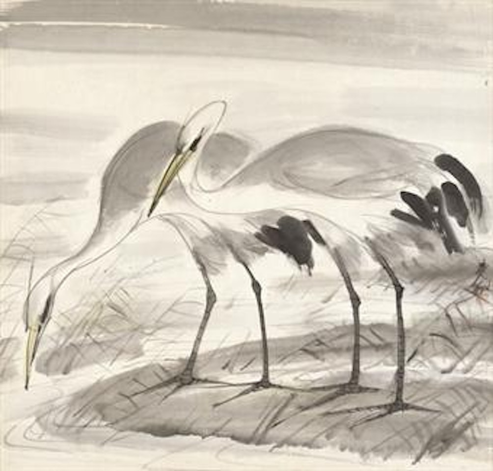A Pair of Cranes by Lin Fengmian
