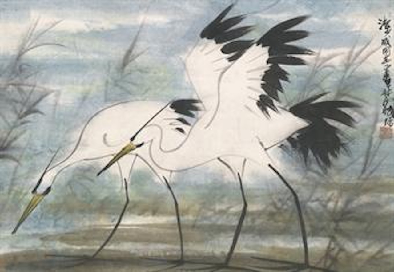 Two Cranes by Lin Fengmian