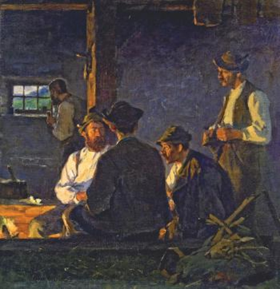 Wilderer am Feuer by Hugo Engl