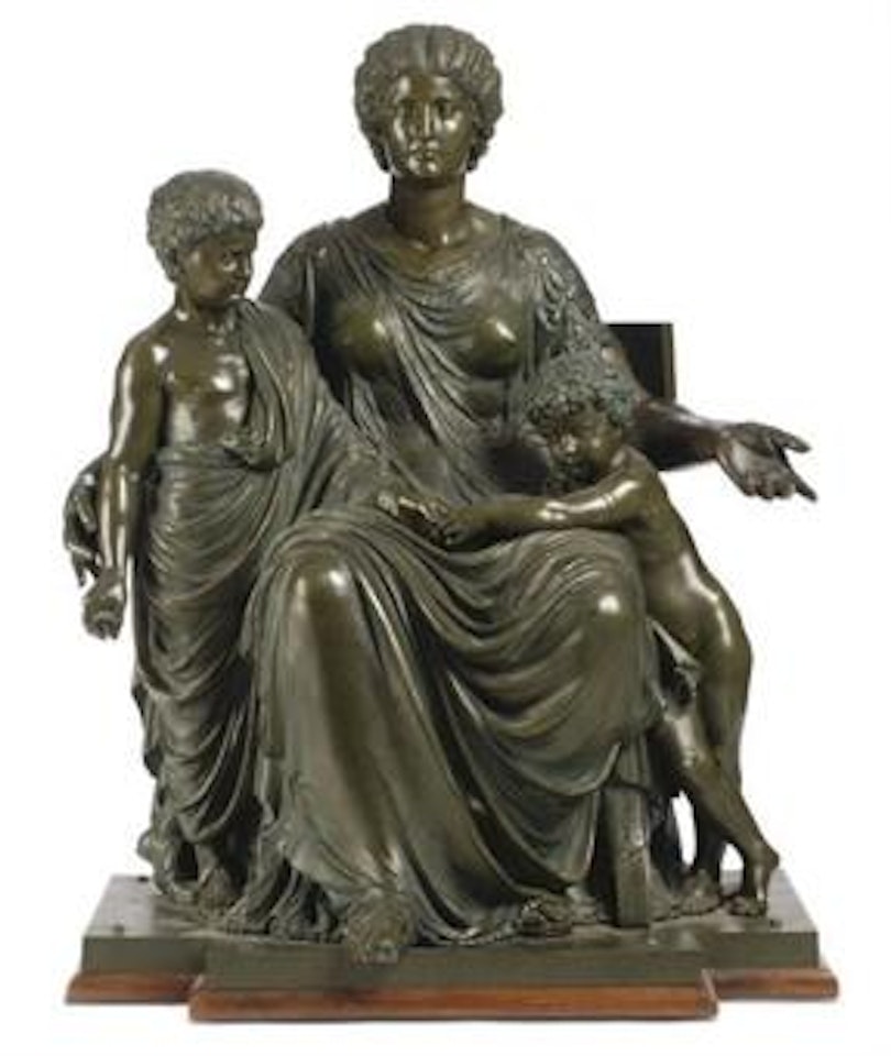 A figure group of Cornelia and her two sons by Mathurin Moreau