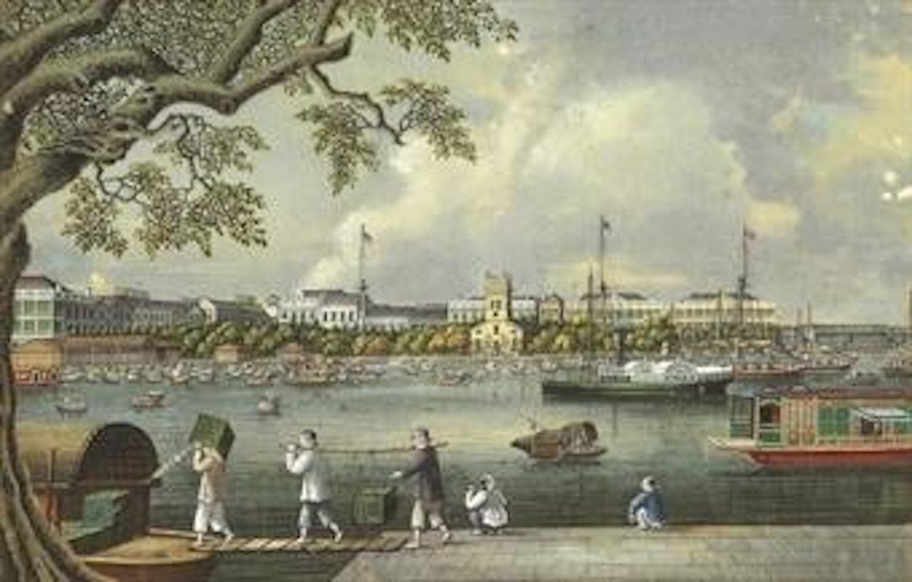 Loading tea on the Canton waterfront by Tingqua