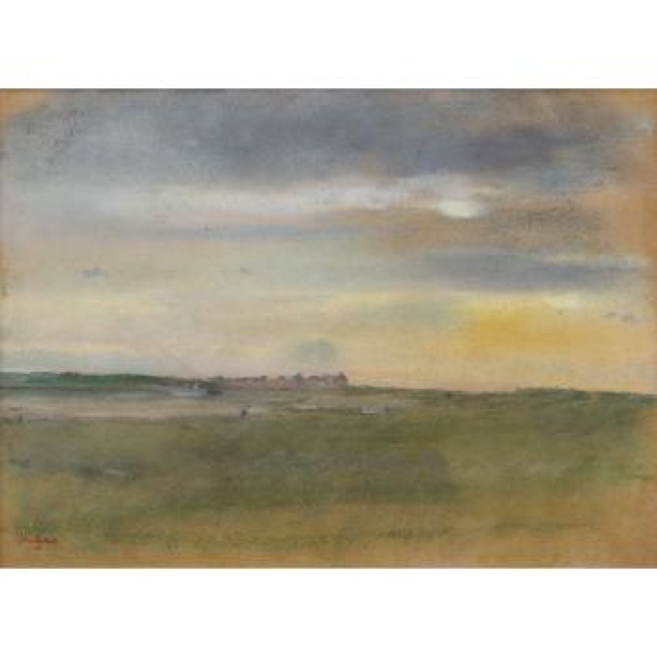 Paysage, soleil couchant by Edgar Degas