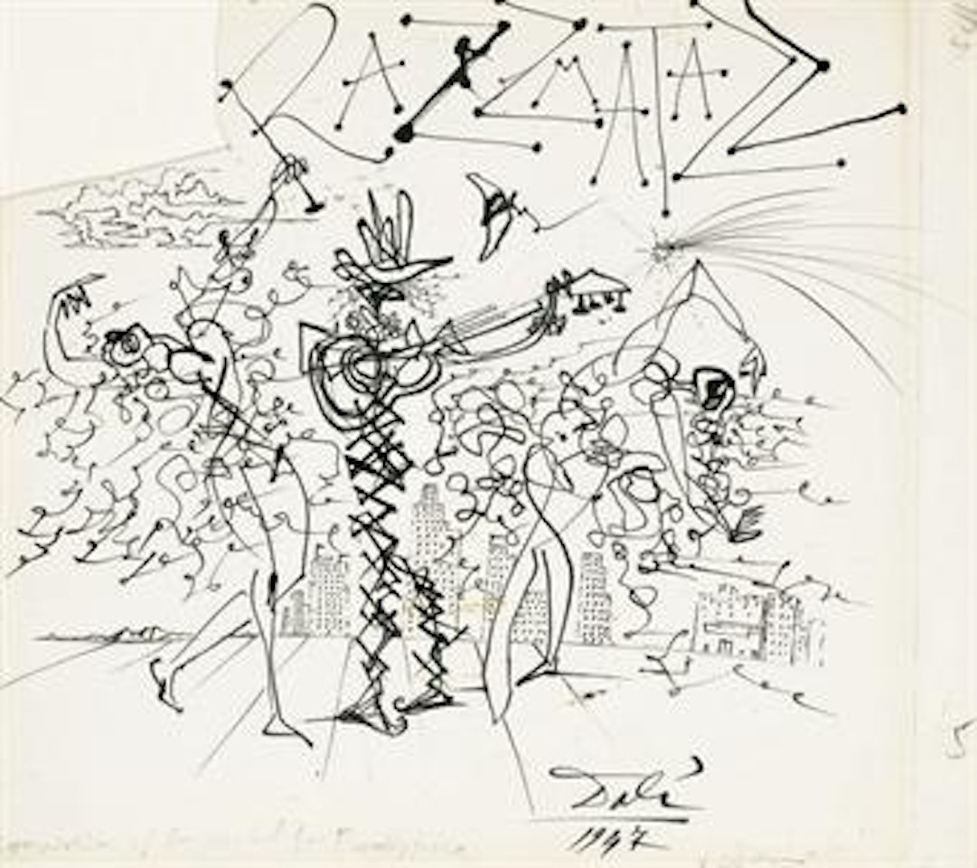 Razzmatazz and the Long Hand of Billy Rose (illustration pour "Wine, Women and Words" de Billy Rose, 1947) by Salvador Dali
