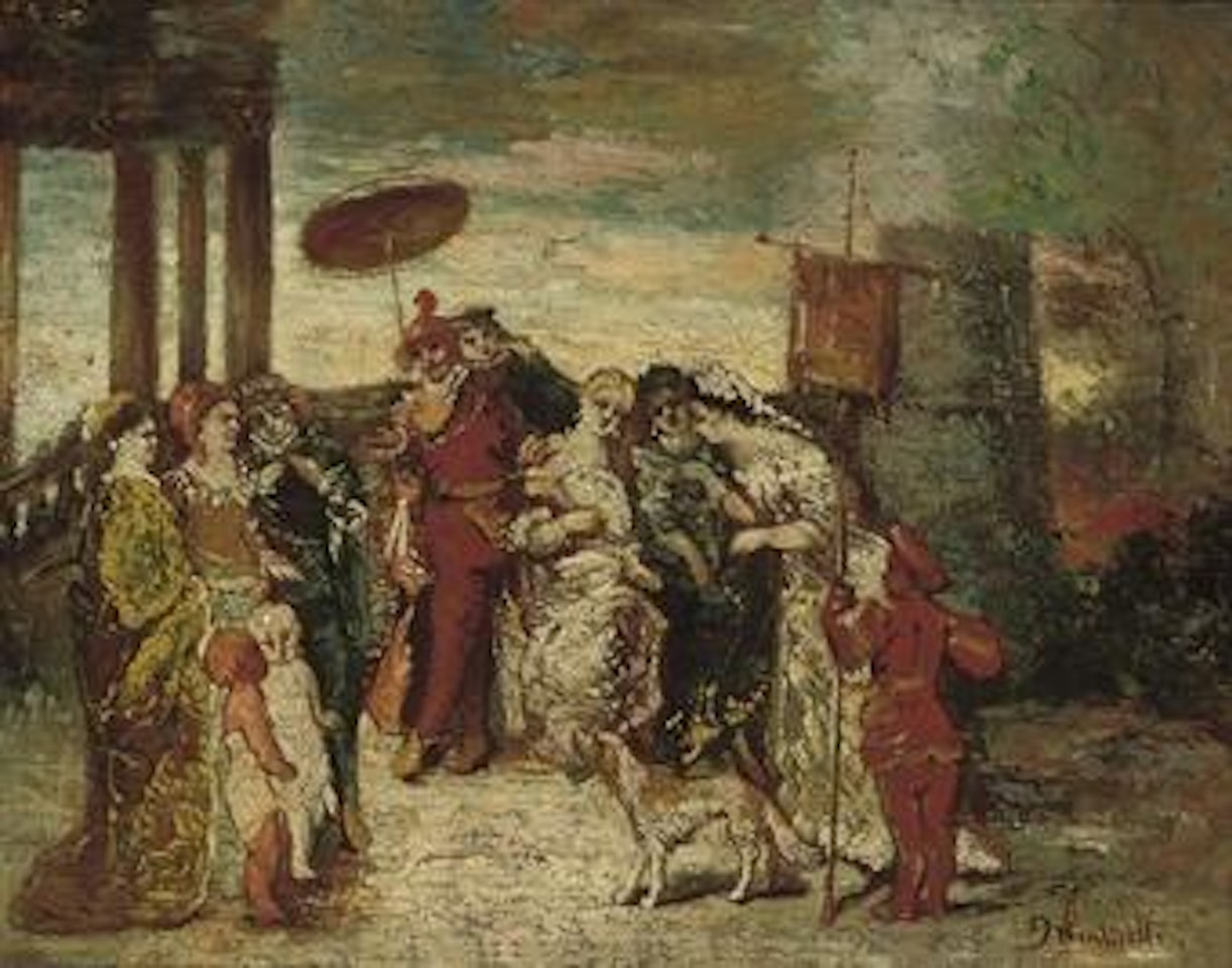 Elegant company by Adolphe Monticelli