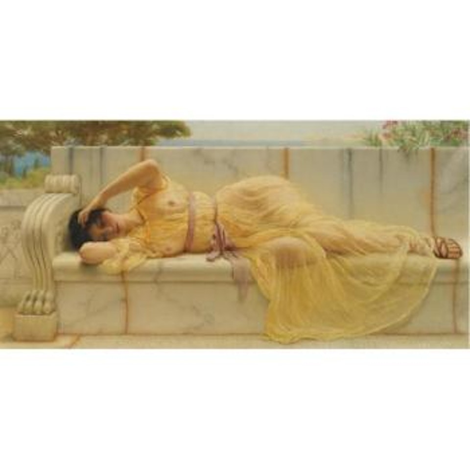 Girl in yellow drapery by JOHN WILLIAM GODWARD, R.B.A.