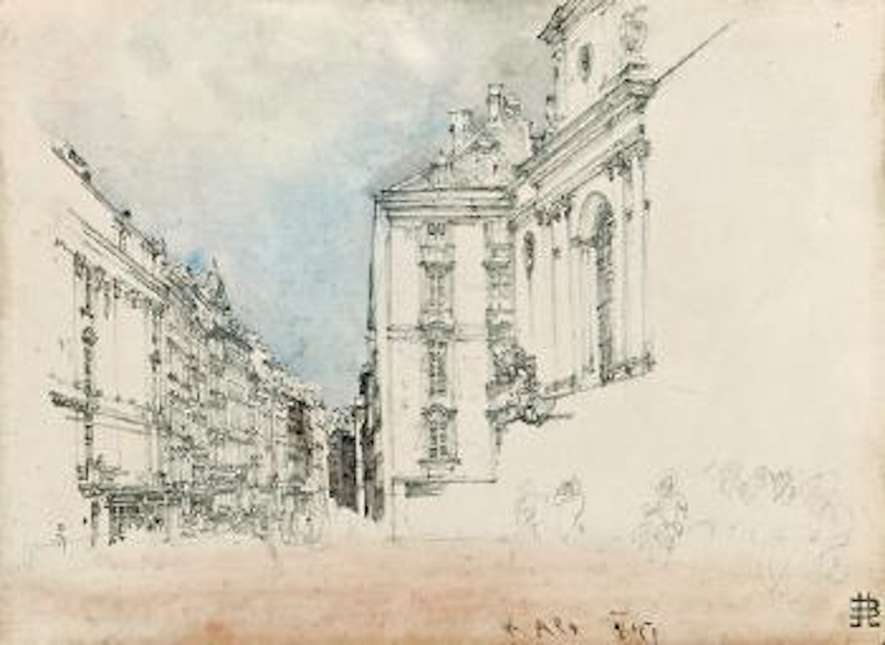 Blick vom Michaelerplatz auf den Kohlmarkt in Wien by Rudolf von Alt
