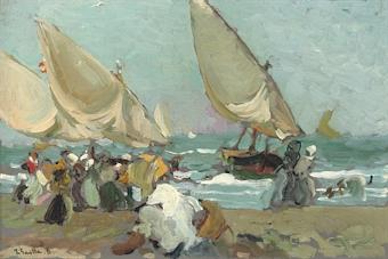 Boats on the beach of Valencia by Joaquin Sorolla Y Bastida