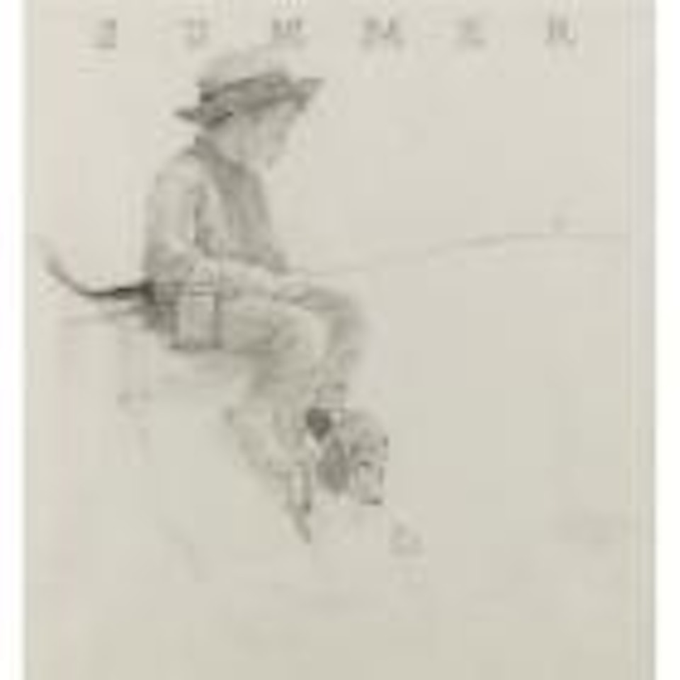 Boy and dog: boy fishing by Norman Rockwell