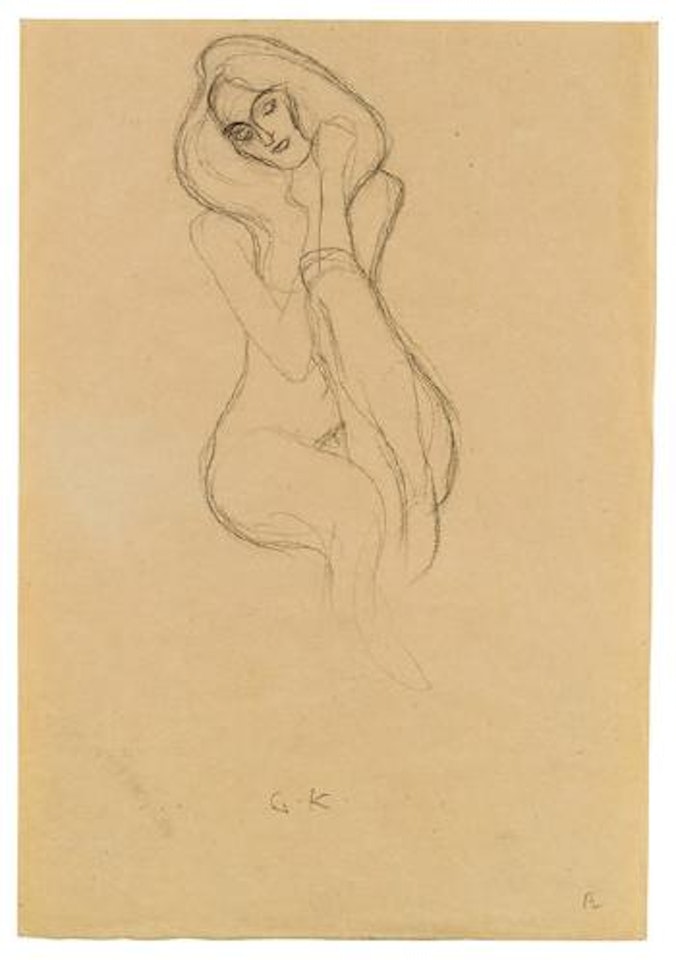 Sitzender Frauenakt by Gustav Klimt