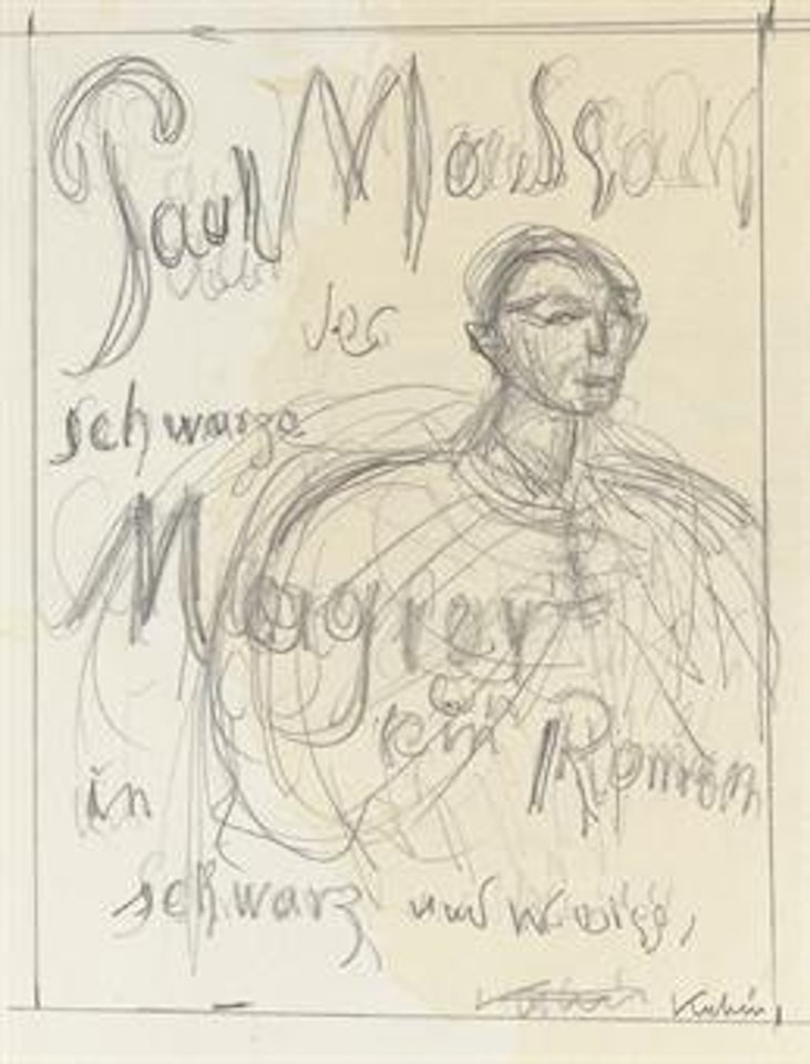Study for the title page of De Schwarze Magie by Paul Madsack (recto); Two studies of figures conversing (verso) by Alfred Kubin
