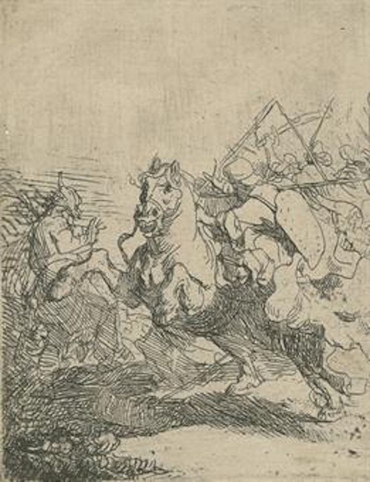 Cavalry fight (Bartsch, Hollstein 117; Hind 100) by Attributed to Rembrandt Harmensz van Rijn