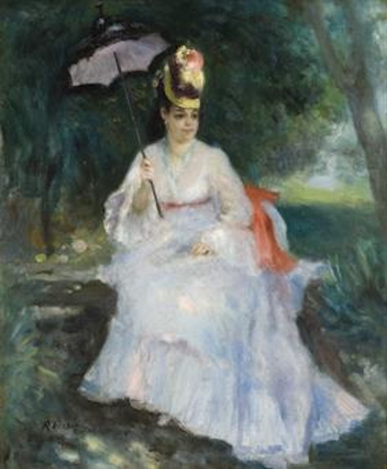 Femme à l'ombrelle assise dans le jardin (Lise Tréhot) by Pierre-Auguste Renoir