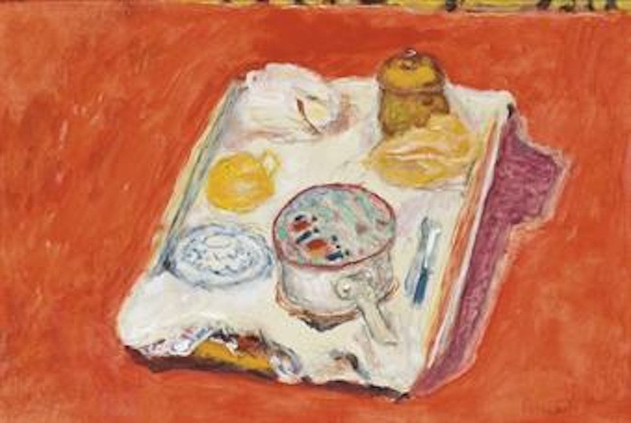 Nature morte au fond rouge by Pierre Bonnard