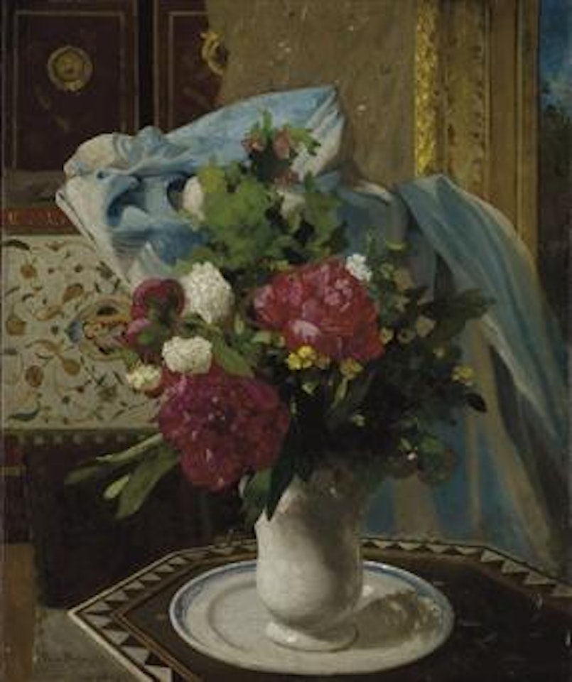 Bouquet de tulipes et pivoines dans un intérieur ottoman by Germain-Fabius Brest
