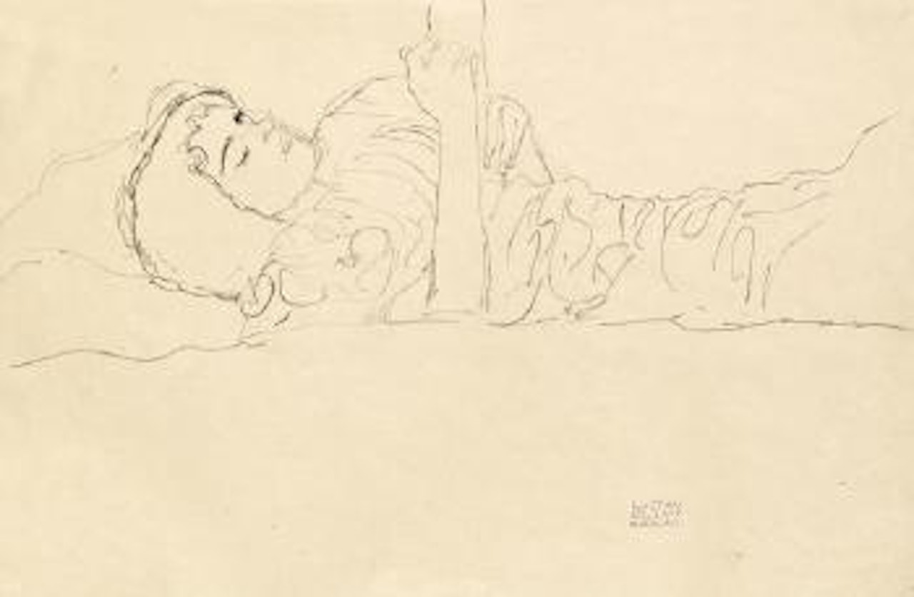 Liegender Halbakt by Gustav Klimt