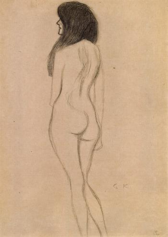 Weiblicher Ruckenakt nach links by Gustav Klimt