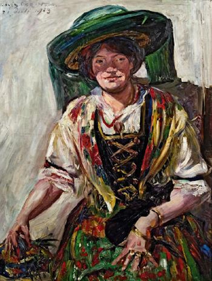 Tirolerin mit Katze by Lovis Corinth