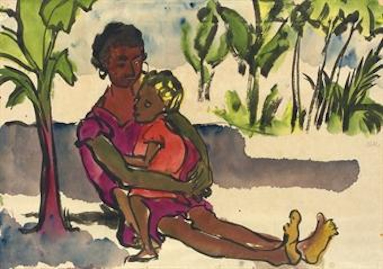 Mutter und Kind in der Südsee by Emil Nolde