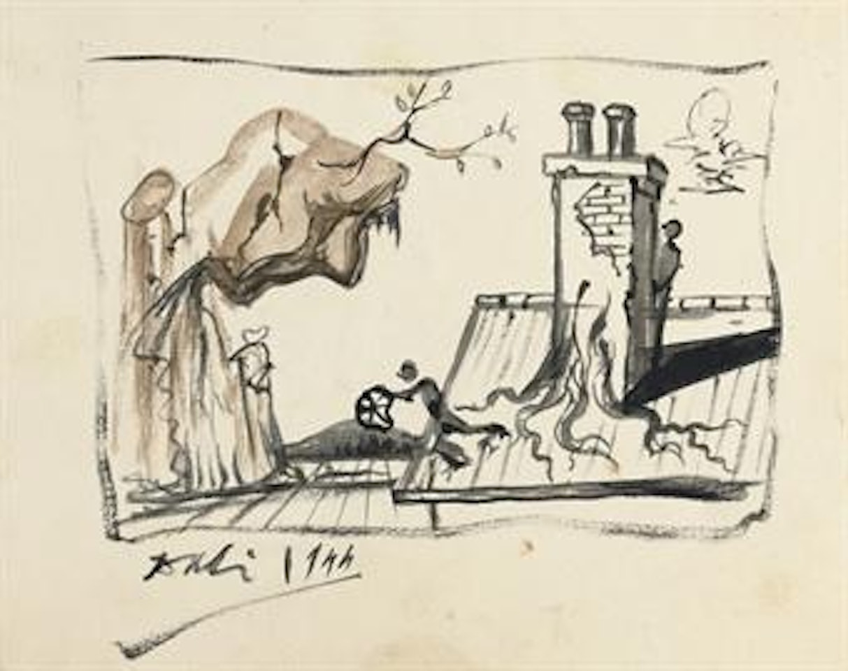 Rooftop, design for Spellbound by Salvador Dali