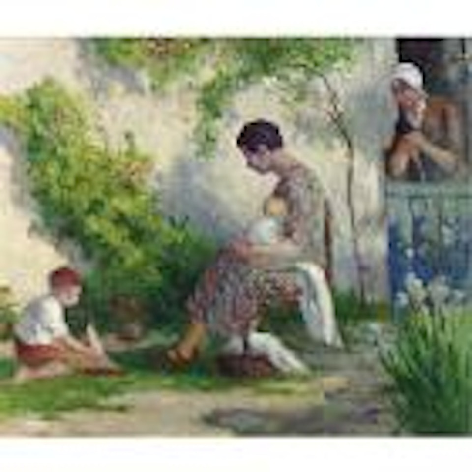 Rolleboise: Madame Bouin et ses enfants by Maximilien Luce