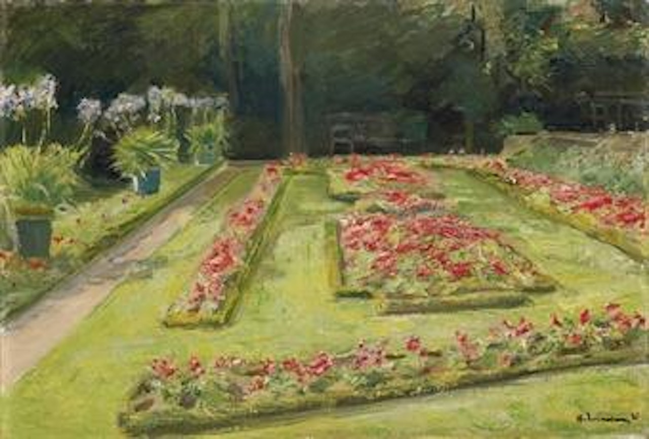 Die Blumenterrasse im Wannseegarten nach Süden by Max Liebermann