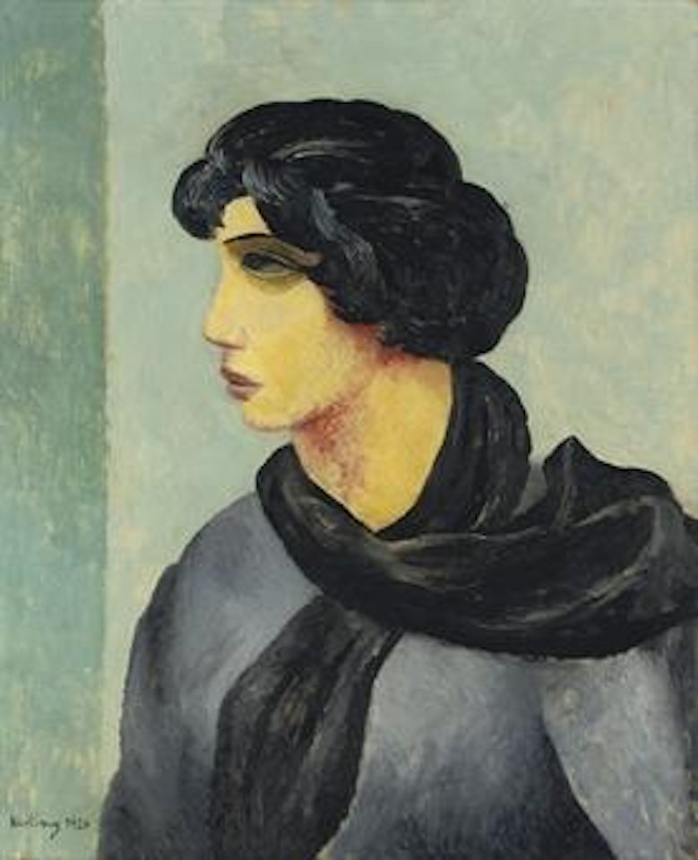 Portrait à l'écharpe noire by Moïse Kisling