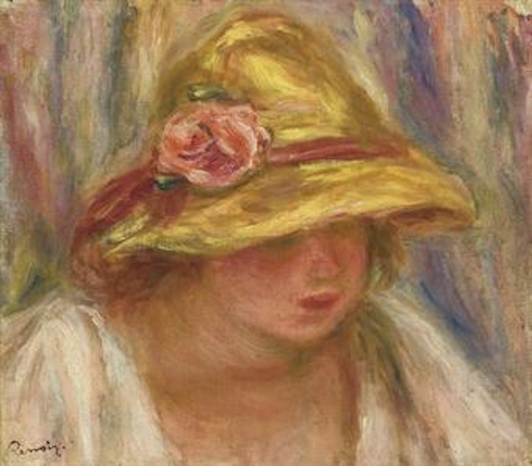 Etude de femme au chapeau jaune by Pierre-Auguste Renoir