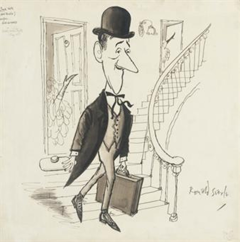 Alec Guiness as Boniface "Hotel Paradiso", Wintergarden Theatre, London, May 1956 by Ronald Searle