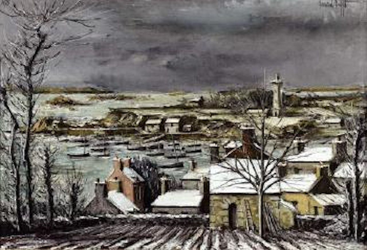 Panorama de la baie en hiver a Loguivy by Bernard Buffet