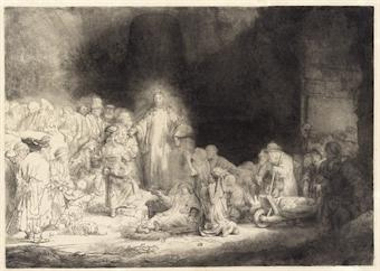 Christ healing the Sick: 'The Hundred Guilder Print' (B, Holl 74; H 74) by Attributed to Rembrandt Harmensz van Rijn