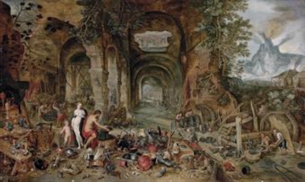 The Forge of Vulcan by Jan Brueghel by Jan Van Kessel The Elder