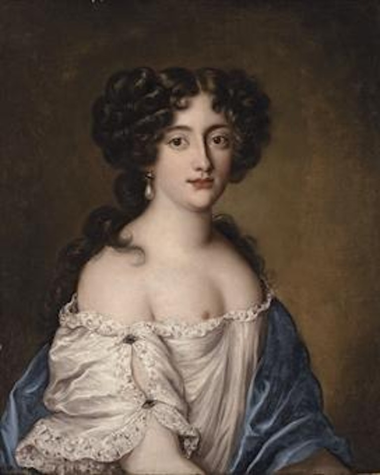 Portrait of Ortensia Mancini, as Aphrodite, half-length, in a white chemise and blue shawl by Jacob Ferdinand Voet