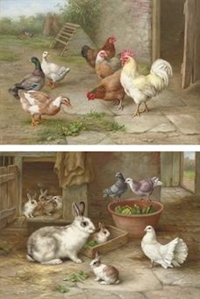 Pecking order; and By the rabbit hutch by Edgar Hunt