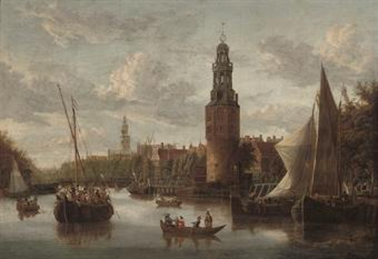 The Oude Schans canal with the tower of Montelbaan, Amsterdam by Abraham Storck