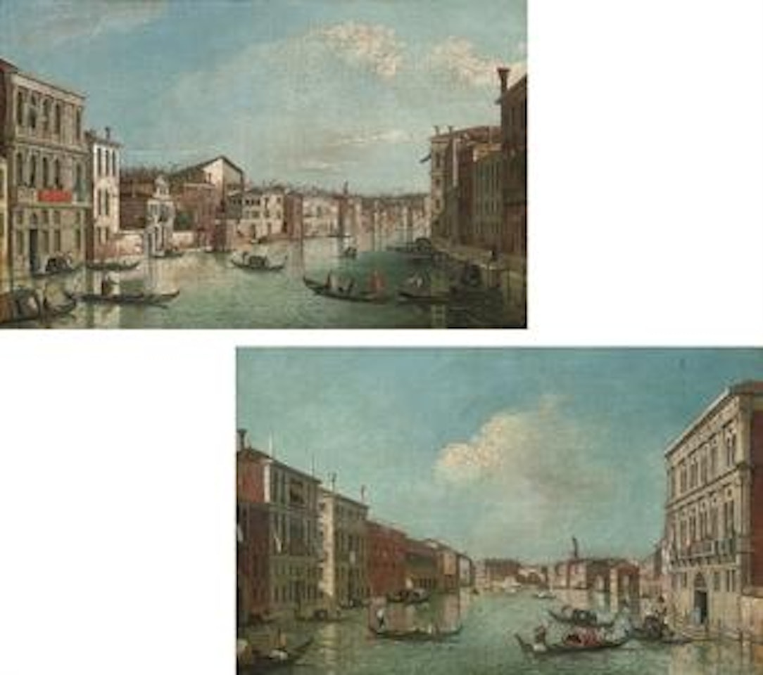 The Grand Canal, Venice, looking East from the Palazzo Flangini towards San Marcuola; The Grand Canal, Venice, looking North West from the Palazzo Vendramin-Calergi towards San Geremia and the Palazzo Flangini by Canaletto