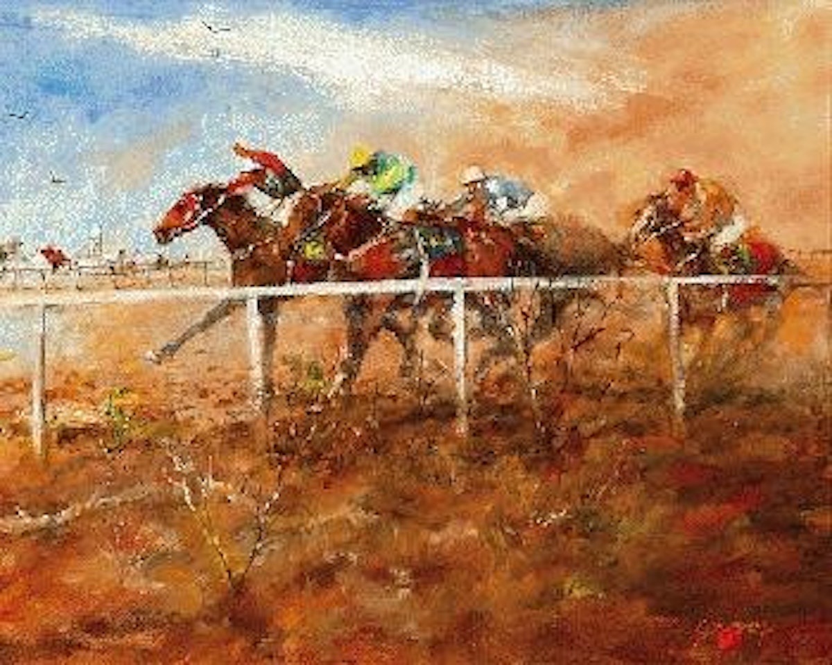 Winding up in the back straight, Boulia Picnic Races, North West Queensland by Hugh Sawrey