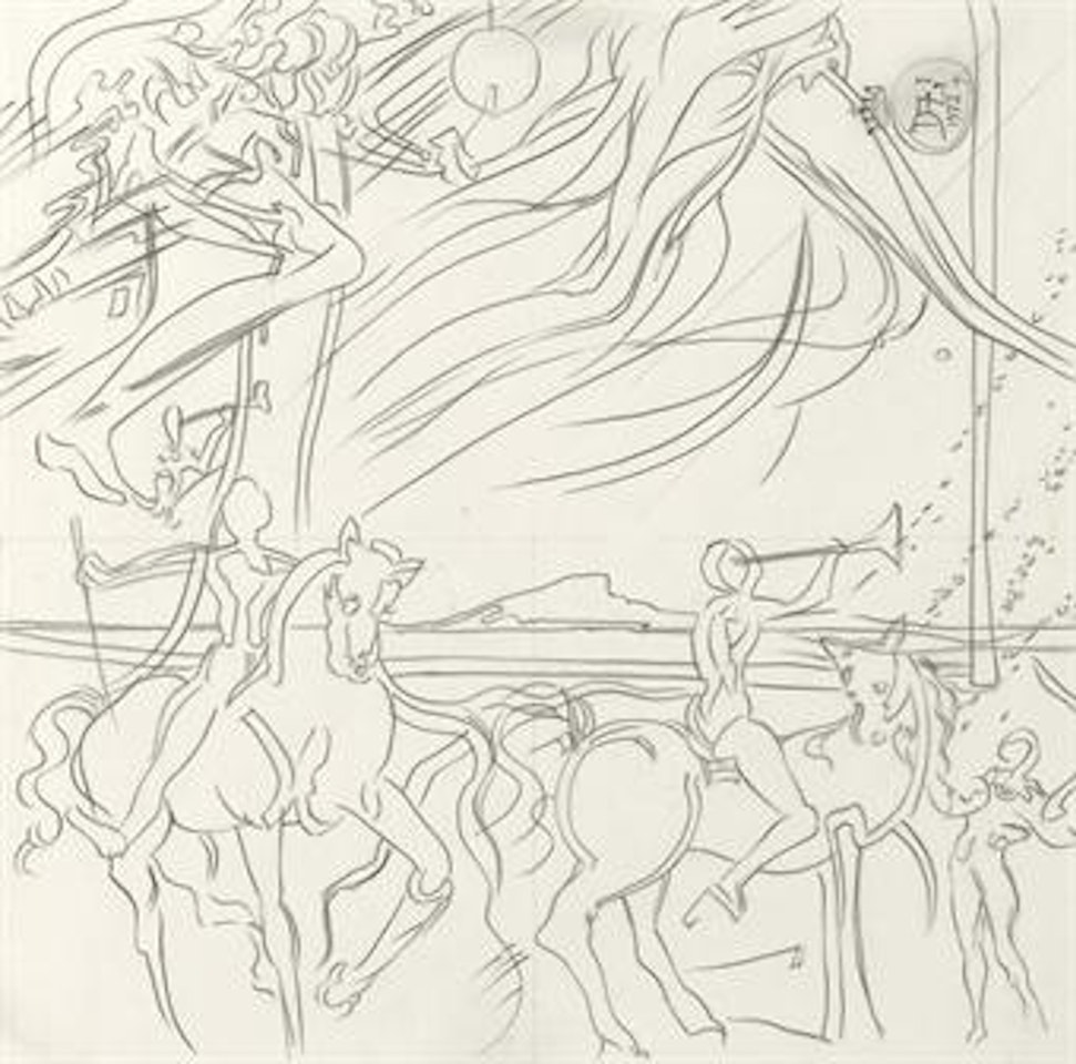 Cavalier et renommée, étude pour un vitrail by Salvador Dali